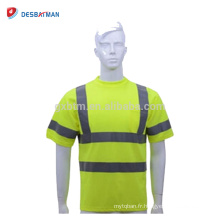 Personnalisé Salut Viz Manches Courtes Chemises Avec Poche Haute Visibilité Sécurité T-shirt Avec 5 cm Bandes Réfléchissantes Lime EN471